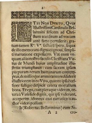 Excerpta Ex Litteris Andreae Evdaemon Ioannis, De Pio Obitv Roberti Cardinalis Bellarmini, è Societate Iesv, Romae XVII. die Septembris anno MDCXXI. vita functi