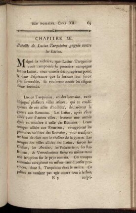 Chapitre XII. Bataille de Lucius Tarquinius gagnée contre les Latins.