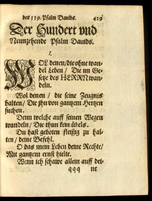 Der Hundert und Neunzehende Psalm Davids.