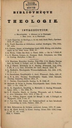 Catalogue de la bibliothèque de theologie ..., 1