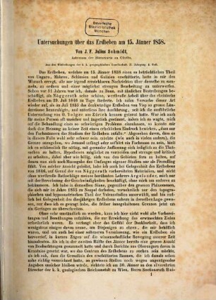 Untersuchungen über das Erdbeben am 15. Jänner 1858