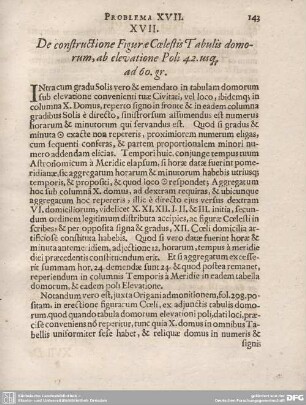 XVII. De constructione Figurae Coelestis Tabulis domorum, ab elevatione Poli 42.usq, ad 60.gr.