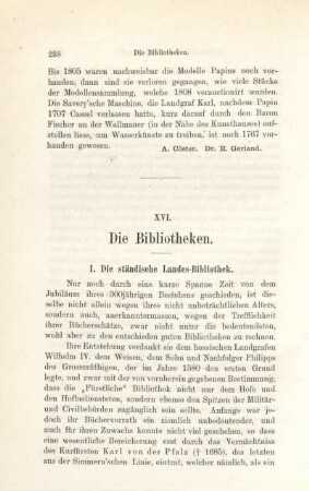 1. Die ständische Landes-Bibliothek.