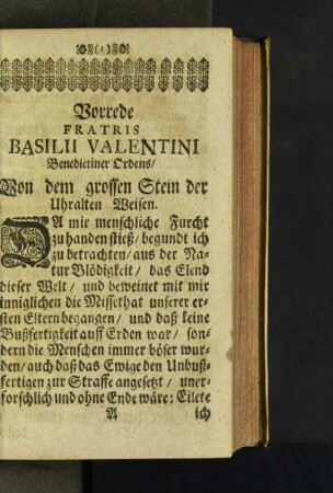Vorrede Fratis Basilii Valentini ...