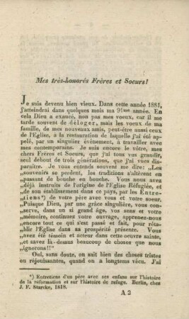 Mes très-honorés Frères et Soeurs!