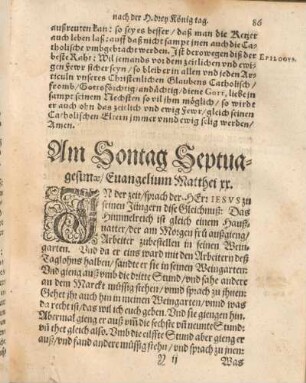 Am Sontag Septuagesimae, Euangelium Matthei xx.