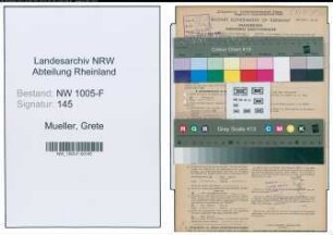 Entnazifizierung Grete Mueller , geb. 29.01.1913 (Verkaeuferin)