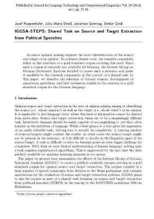 IGGSA-STEPS: Shared Task on Source and Target Extraction from Political Speeches