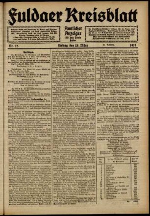 Ausgabe vom Freitag, den 28. März 1919.