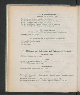 IV. Officianten der Universität und Universitäts-Verwandte.