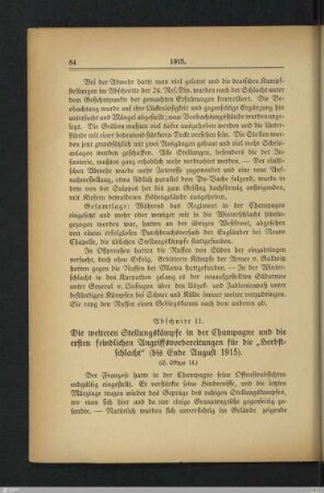 11. Die weiteren Stellungskämpfe in der Champagne und die ersten feindlichen Angriffsvorbereitungen für die "Herbstschlacht"