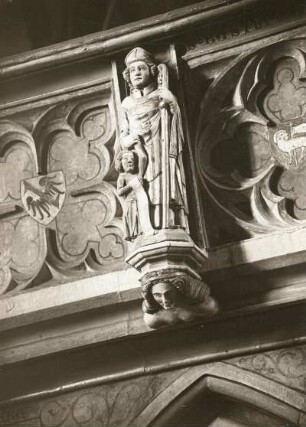 Standbild des Heiligen Basilius an der Lettnerbrüstung : Meißen, Dom, Standbild des Heiligen Basilius an der Lettnerbrüstung