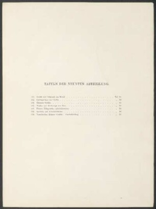 Tafeln der neunten Abtheilung.