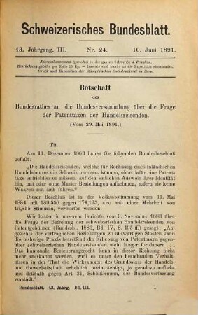 Bundesblatt. 43. 1891, 3