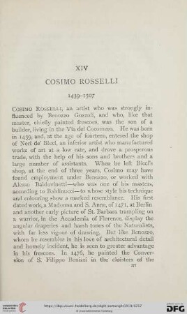 XIV. Cosimo Rosselli 1439-1507