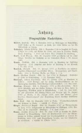 Anhang. Biographische Nachrichten