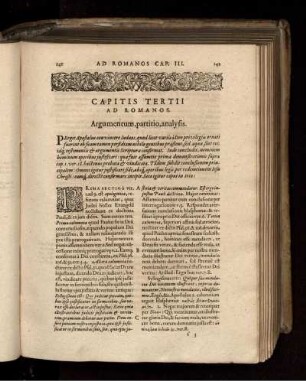 Capitis Tertii Ad Romanos. Argumentum, partitio, analysis
