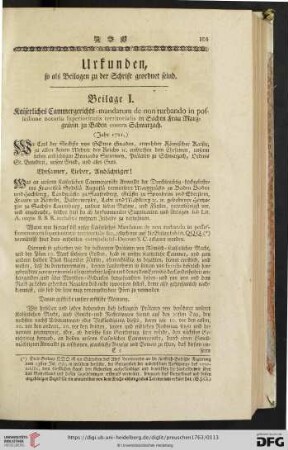 Urkunden, so als Beilagen zu der Schrift geordnet seind