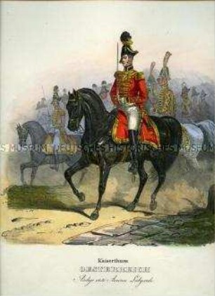 Uniformdarstellung, Erste Arcièren-Leibgarde zu Pferd, Kaiserreich Österreich, 1835. Tafel 175 aus: Eckert/Monten: Das deutsche Bundesheer.