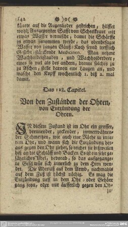 Das 128. Capitel. Von den Zuständen der Ohren, von Entzündung der Ohren