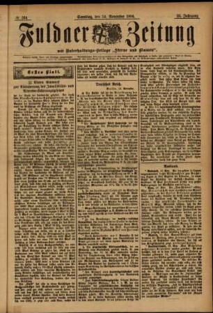 Erste Ausgabe vom Samstag, den 14. November 1896.