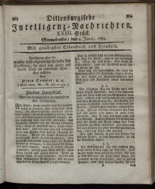 XXIII. Stück. Sonnabends: den 4. Junii, 1785.