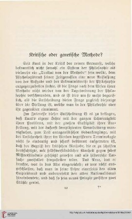 Kritische oder genetische Methode?