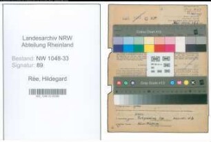 Entnazifizierung Hildegard Rée , geb. 23.02.1907 (Lehrerin)