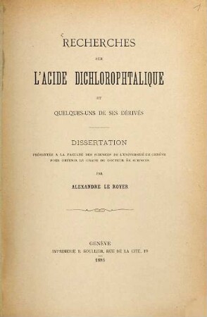 Recherches sur l'acide dichlorophtalique et quelques-uns de ses dérivés