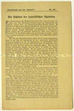 Flugschrift von Theodor Fritsch zum Sozialismus und zur SPD