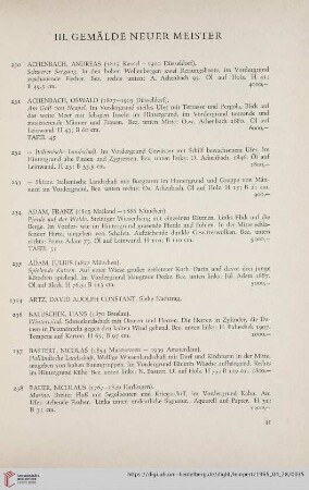 III. Gemälde neuer Meister (Nr. 230 - 405)