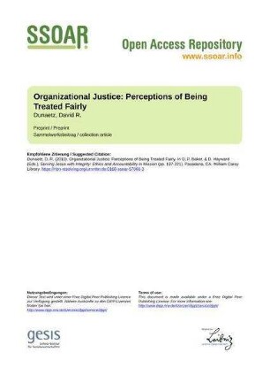 Organizational Justice: Perceptions of Being Treated Fairly