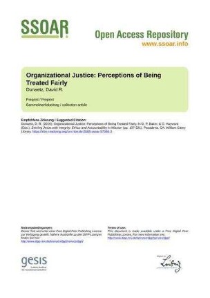 Organizational  Perceptions of Being Treated Fairly