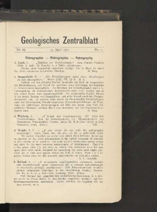 15. April 1911. No. 1.