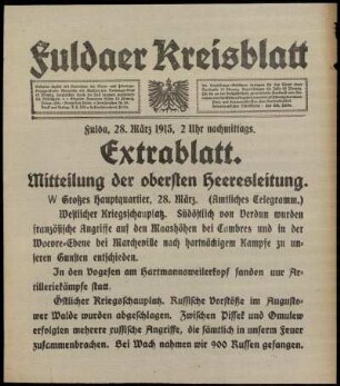 Ausgabe vom Sonntag, den 28. März 1915.