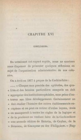 Chapitre XVI. Conclusions