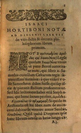Isaaci Hortiboni Notae ad Diogenis Laertii libros de vitis, dictis principum philosophorum