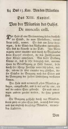 Das XIII. Kapitel. Von den Mäuslein des Halses. De musculis colli
