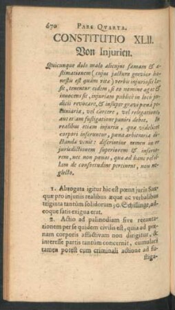 Constitutio XLII. Von Iniurien