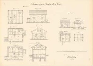 Kanalisierung der Oder Schleuse, Konty: Schleusenmeistergehöft: Ansichten, Grundrisse, Schnitte 1:100