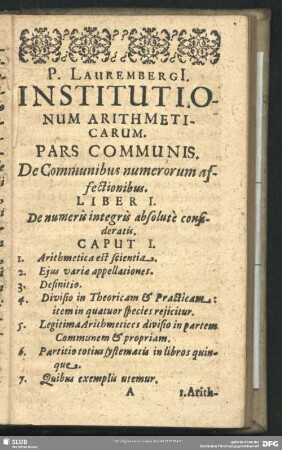 Liber I. De numeris integris absolute consideratis