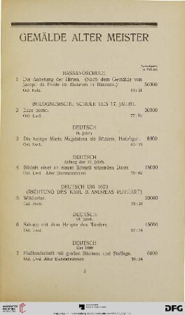 Gemälde alter Meister (Nr. 1-67)