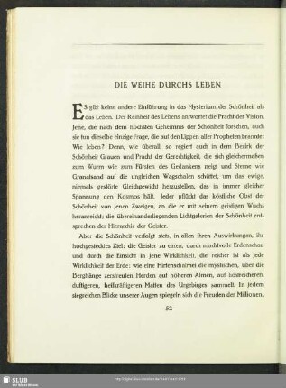Die Weihe Durchs Leben