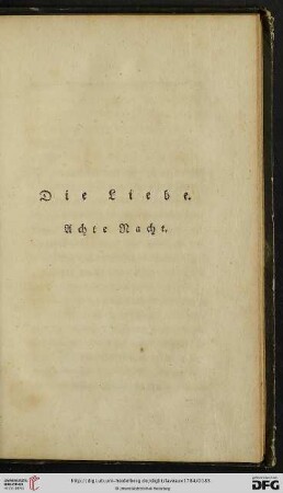 Achte Nacht: Die Liebe