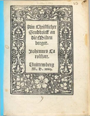 Ain Christlicher Sendbrieff an die Miltenberger