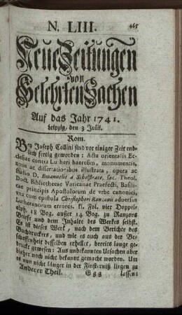 N. LIII. Leipzig, den 3 Julii. - N. LXI. Leipzig, den 31 Julii.