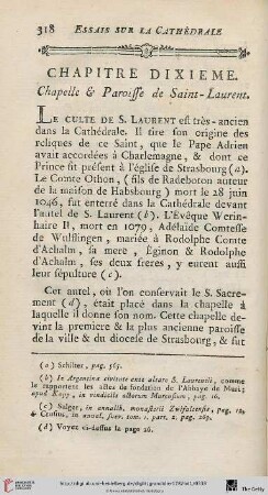 Chapitre dixieme: Chapelle & Paroisse de Saint-Laurent