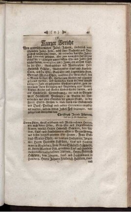 Christoph Jacob Blumen, Past. Sen. zu St. Catharinen, Bericht von unterschiedlichen Jubel-Jahren, sonderlich von Ehelichen Jubel-Festen, nebst Nachricht und Verzeichniß solcher Eheleute, die entweder das Ehe-Jubel-Fest solenniter gefeyret, oder zum wenigsten das seltene Glück der unverrückten 50. jährigen Ehe- und Jubel-Zeit erlebet haben.