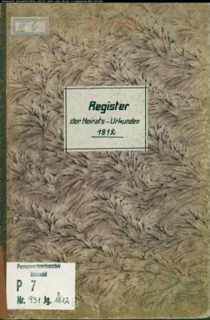 Zivilstandsregister der Munizipalität Werne (H 1812). (Gemeinde: Werne, Kreis Lüdinghausen)