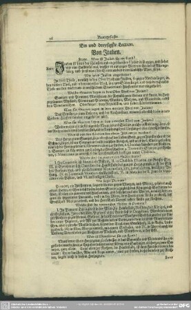 Ein und dreysigste Lection. Von Italien